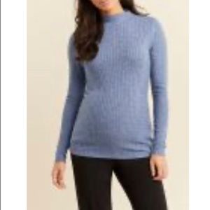Women's Stork & Babe Long Sleeve Blue Ribbed Casual Maternity Top XL / XXL